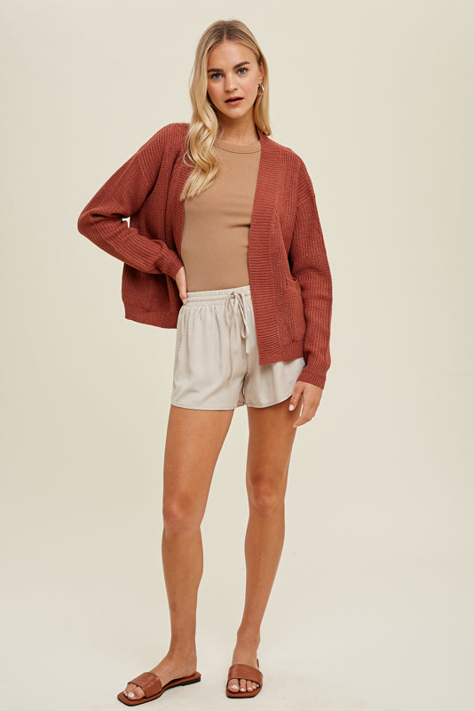 Sweater Cardigan in Brick