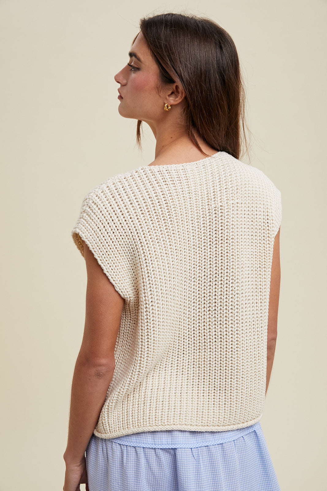 Button Up Vest in Cream