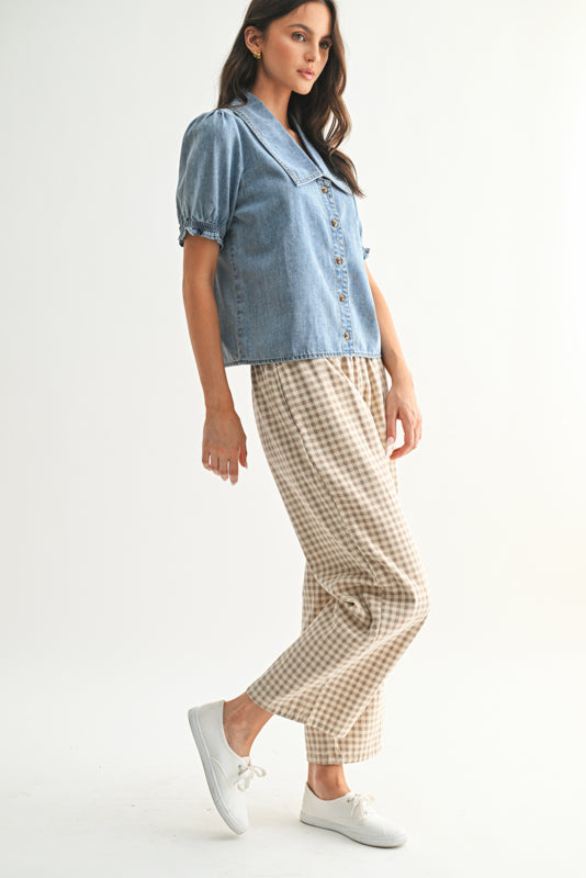 Collared Denim Blouse