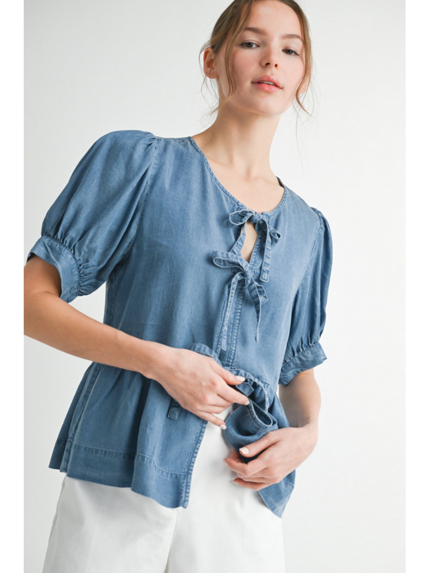 Denim Peplum Top