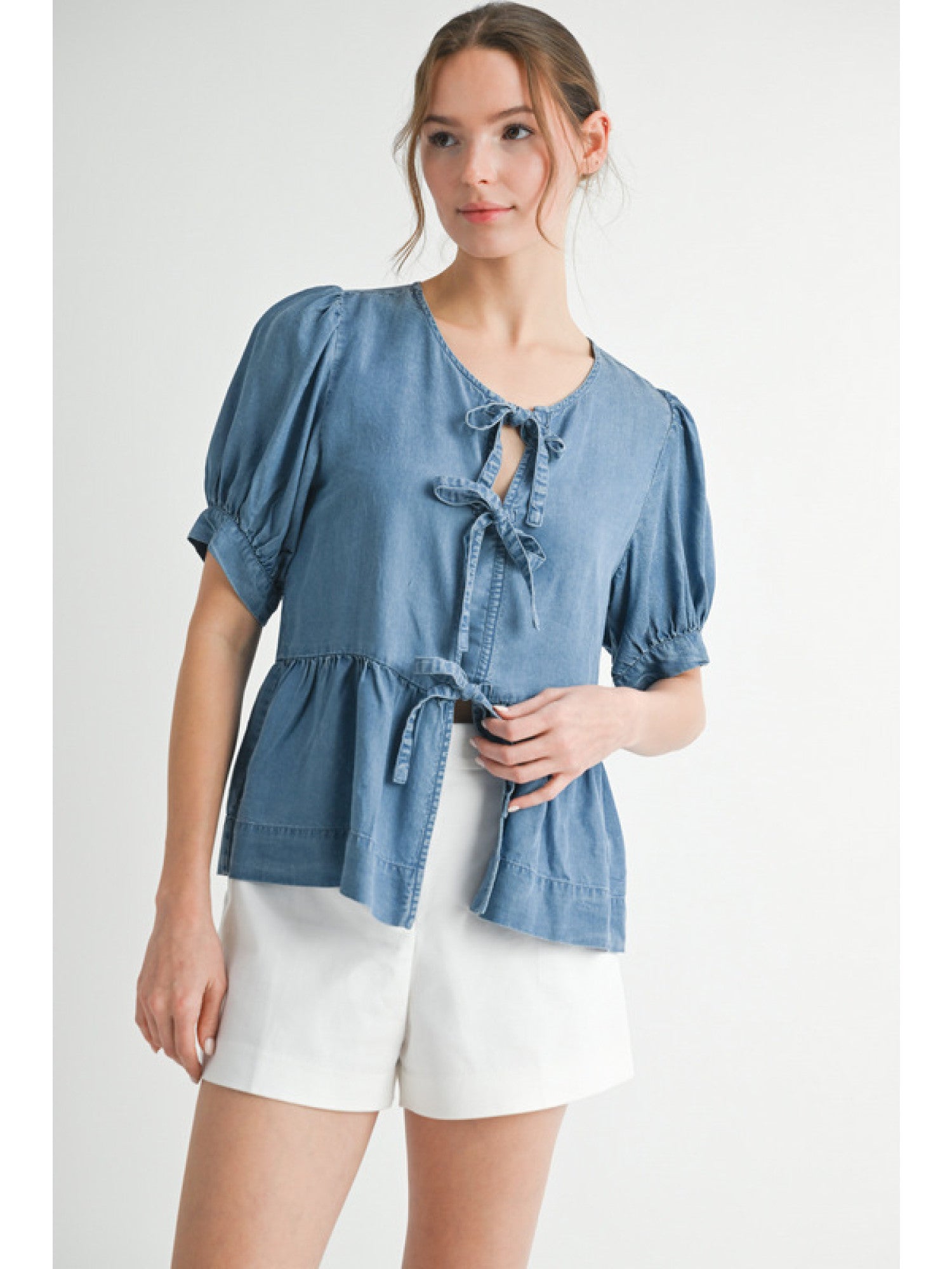 Denim Peplum Top