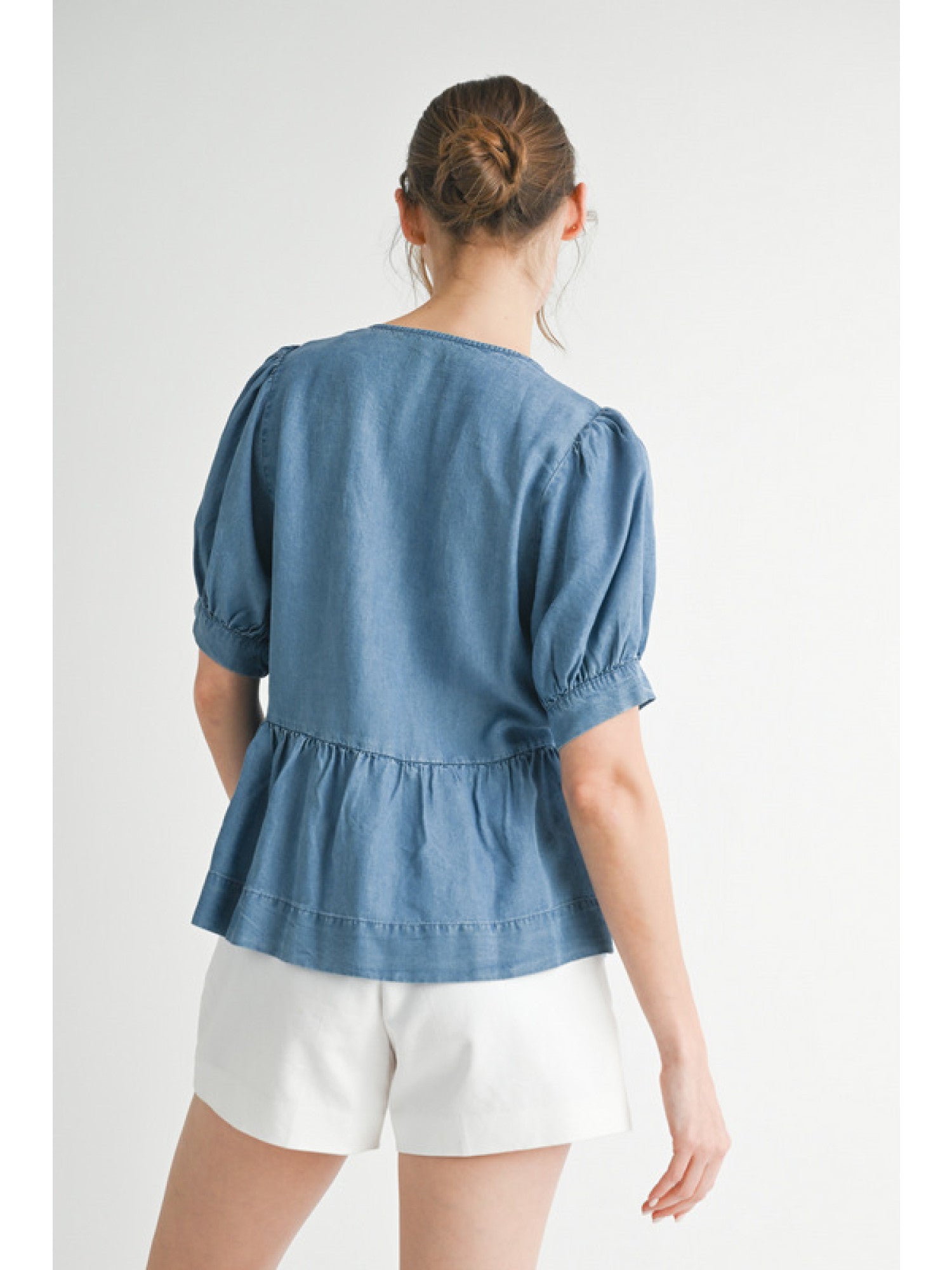 Denim Peplum Top