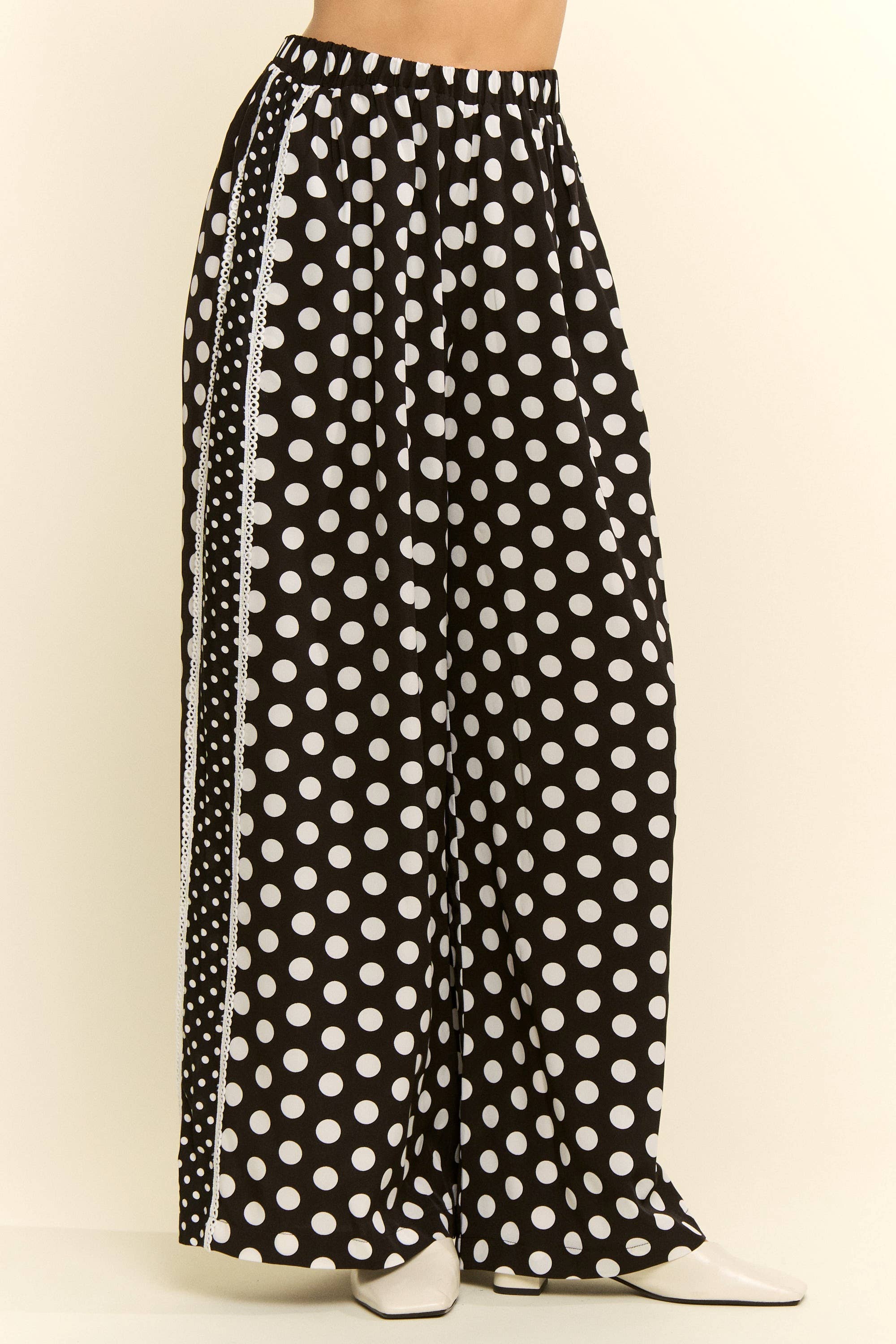 PLUS SIZE CONTRAST DOT SIDE PANEL PANTS
