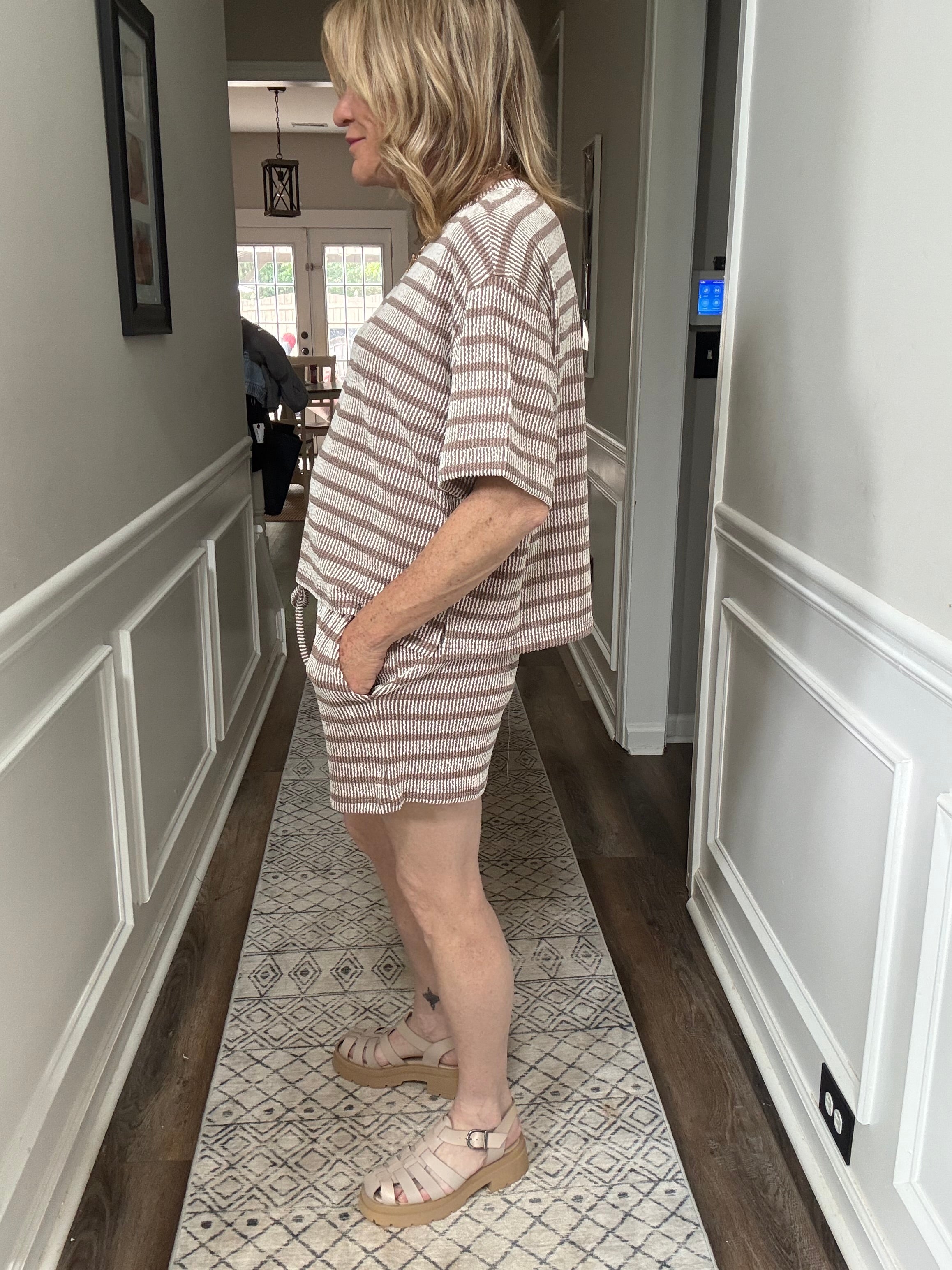 Ribbed Stripe Set in Mocha