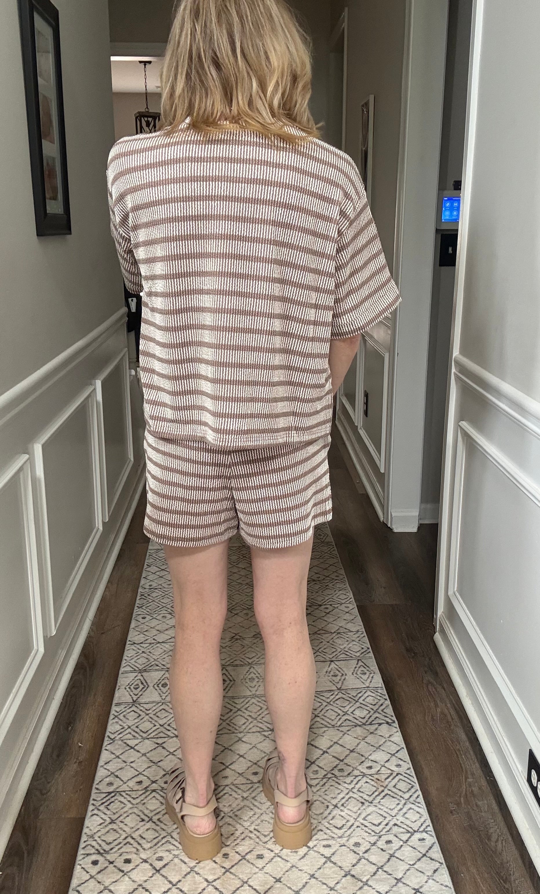 Ribbed Stripe Set in Mocha