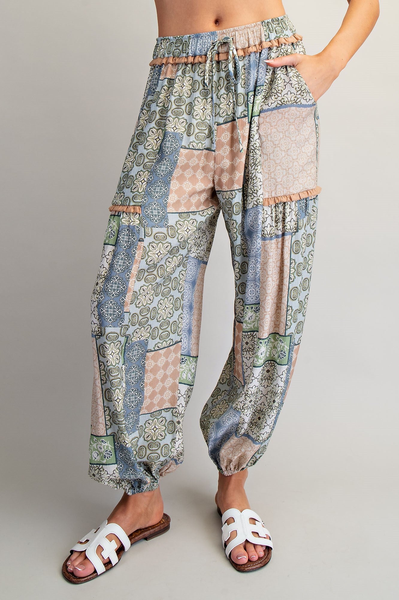 Patchwork Print Joggers