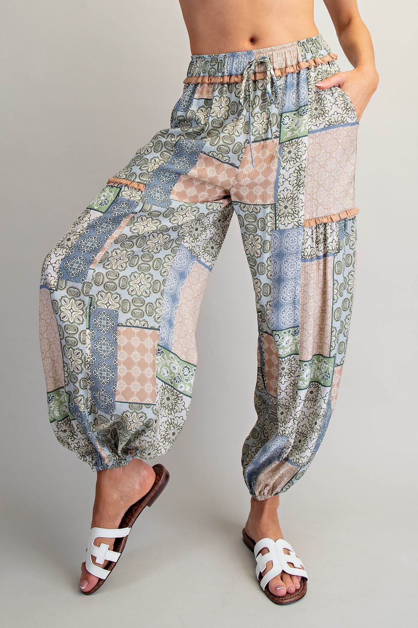 Patchwork Print Joggers