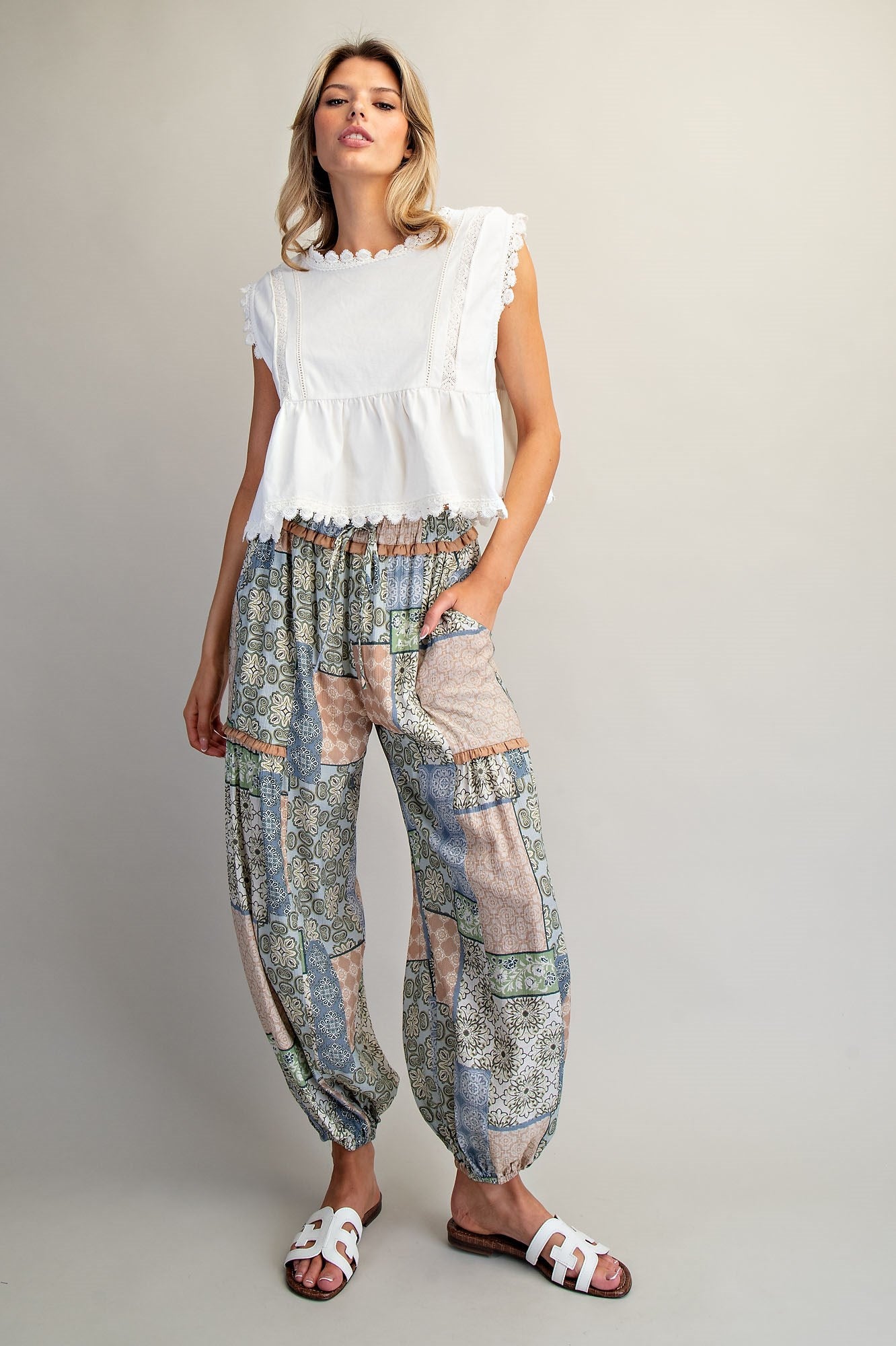 Patchwork Print Joggers