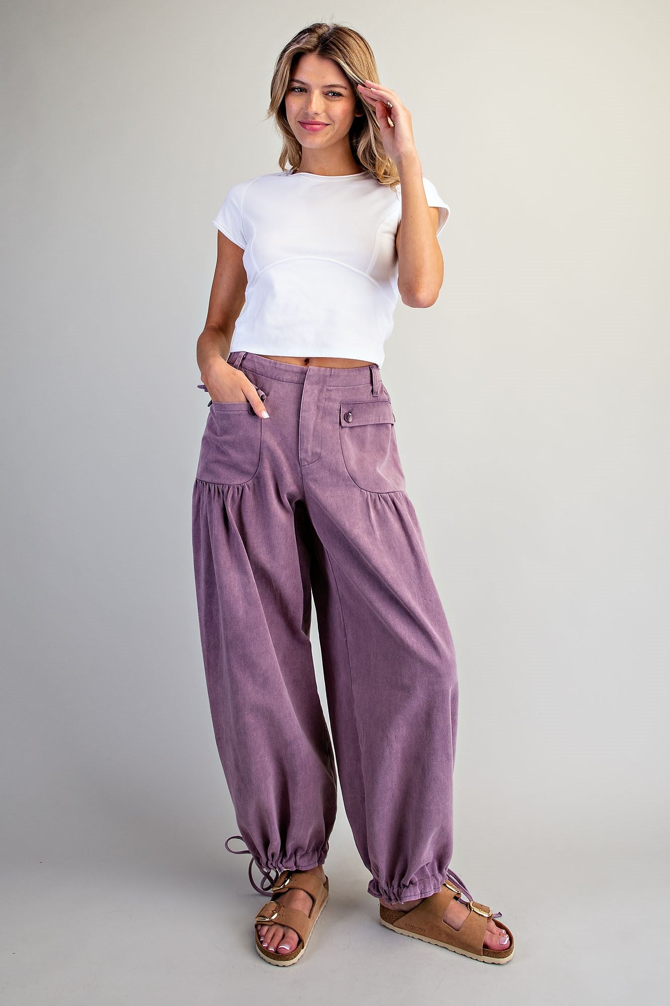 Mineral Washed Tie Cuffed Pants