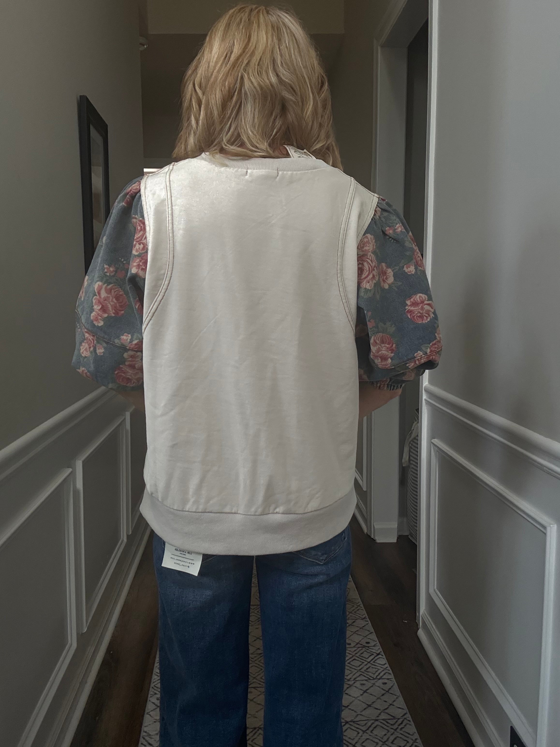 Floral Denim Sleeve Top