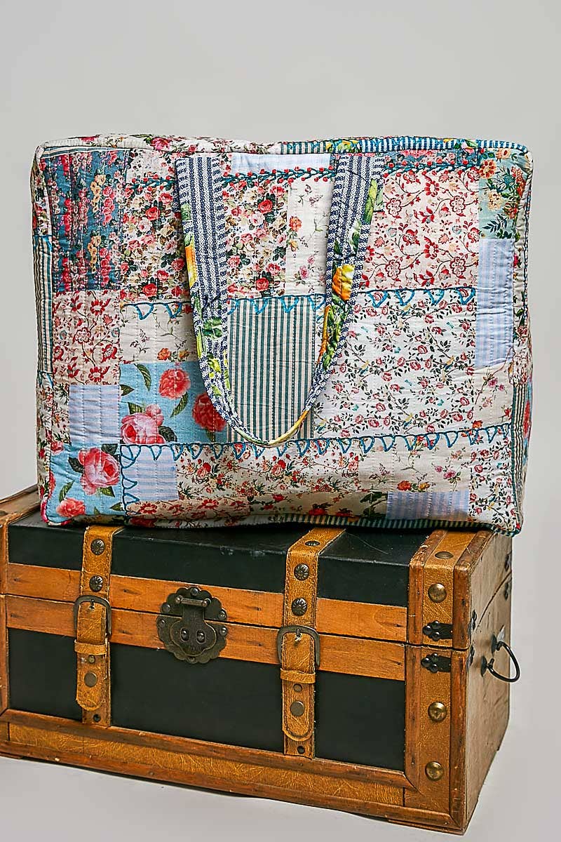 Trompe L’oeil Patchwork Structured Quilted Tote Bag