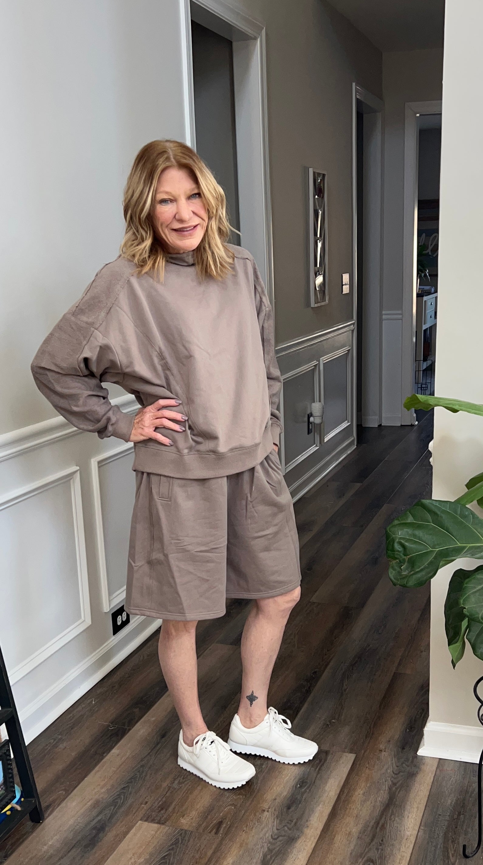 Inside out Terry Pullover in Ash Mocha