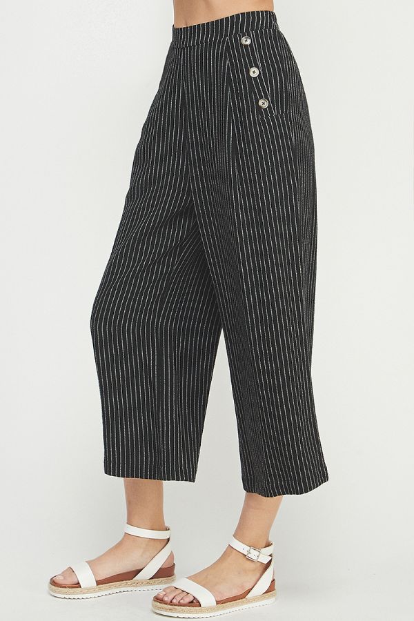 Pinstripe Crop Culottes in Black and White Stripe