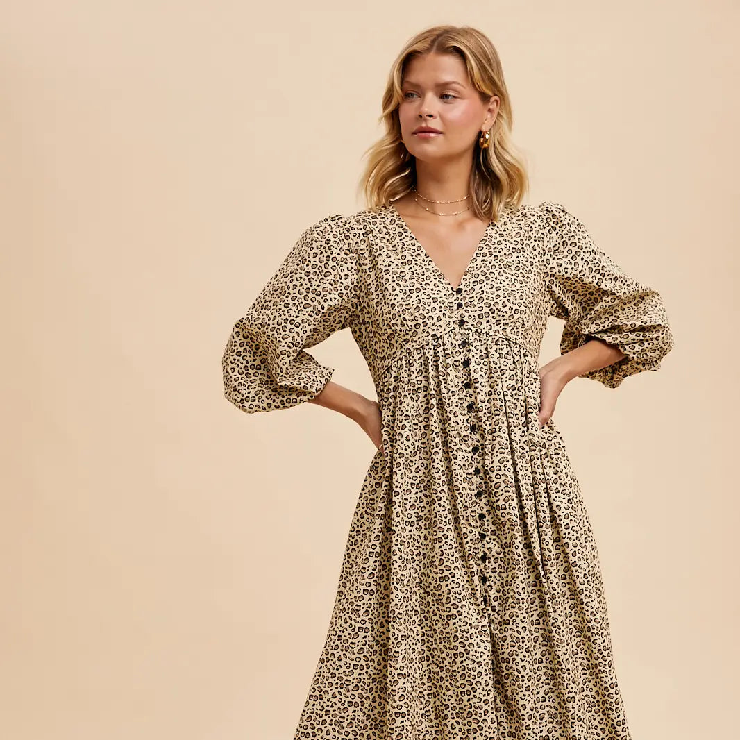 Leopard Button Down Maxi Dress