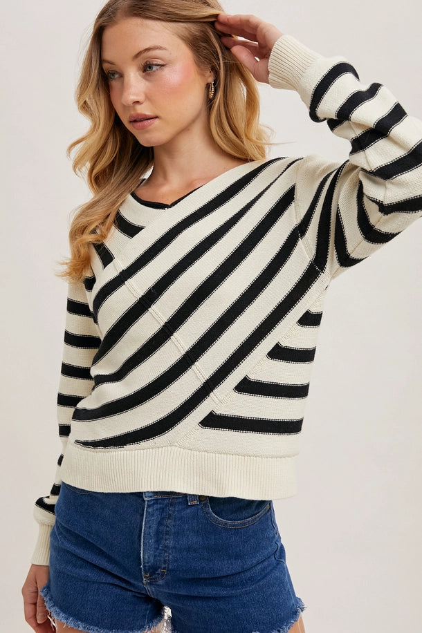 V-neck Stripe Sweater