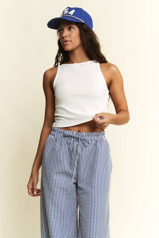 Gingham Boxer Pants in Blue