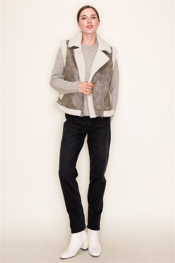 Faux Leathe Sherpa Vest
