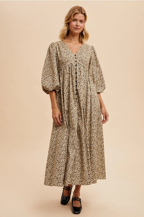 Leopard Button Down Maxi Dress