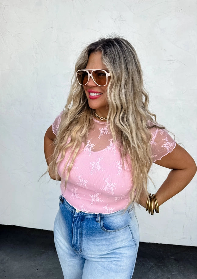 Pink Top With Lace Detail main image 0