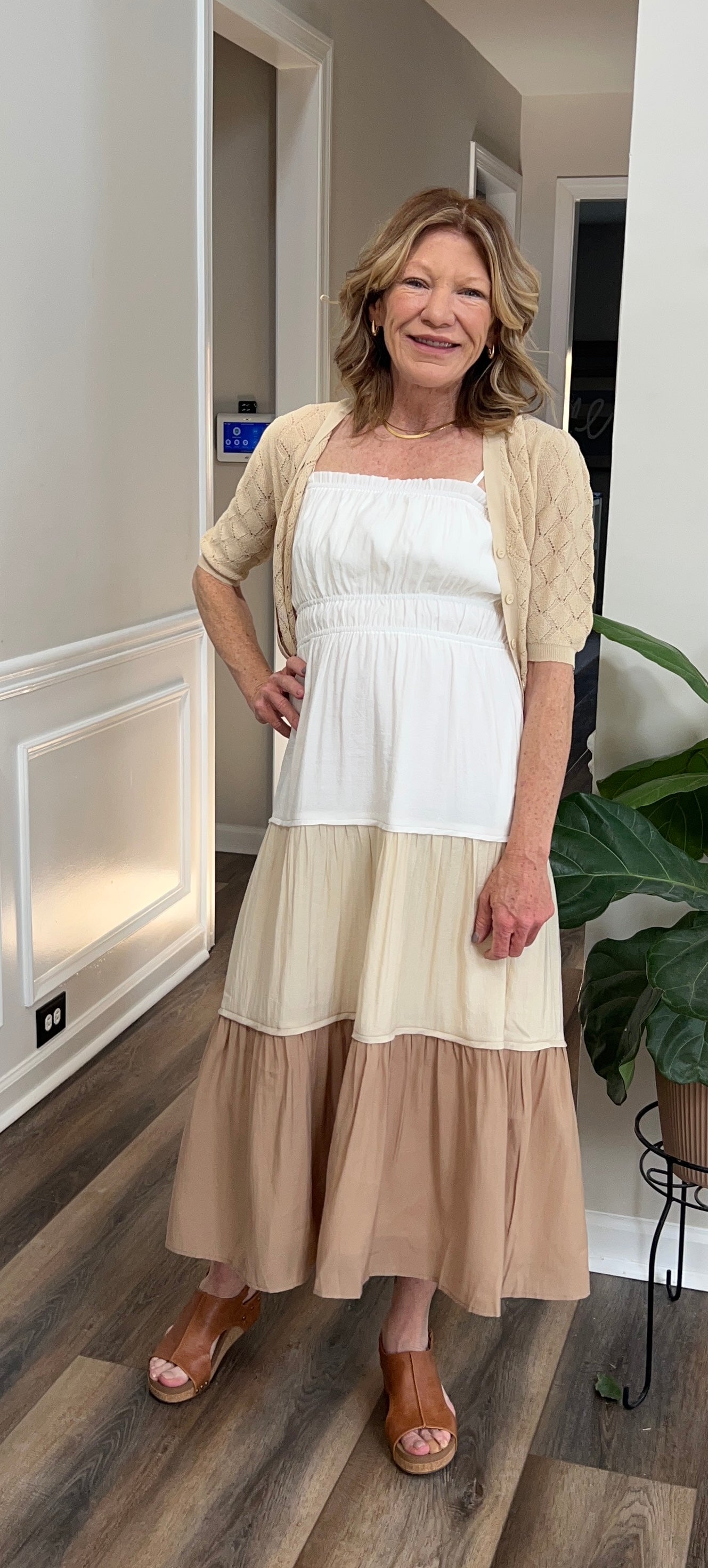 Mocha Colorblock Tiered Dress