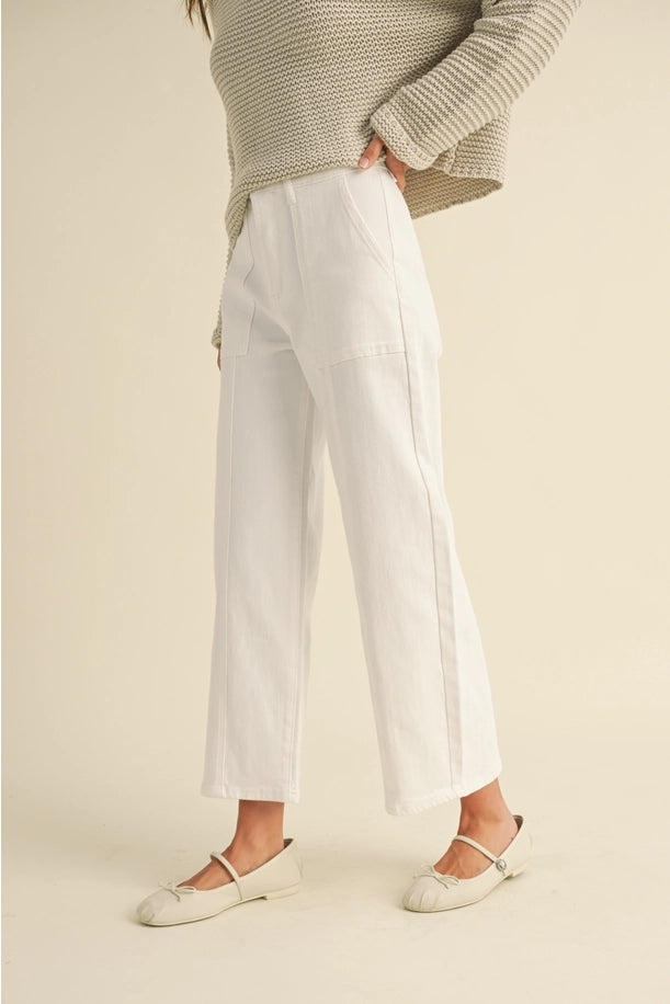 Paneled Stretch Pants in White