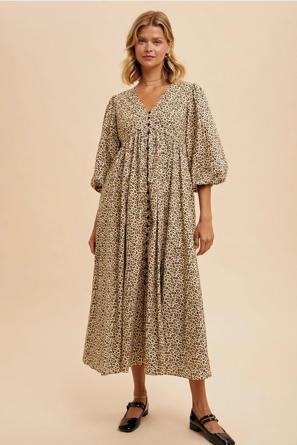 Leopard Button Down Maxi Dress