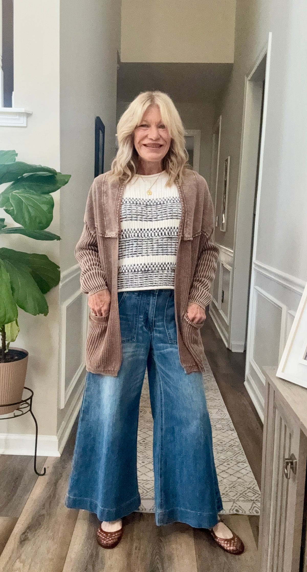 Mineral Washed Cardigan in Chocolate