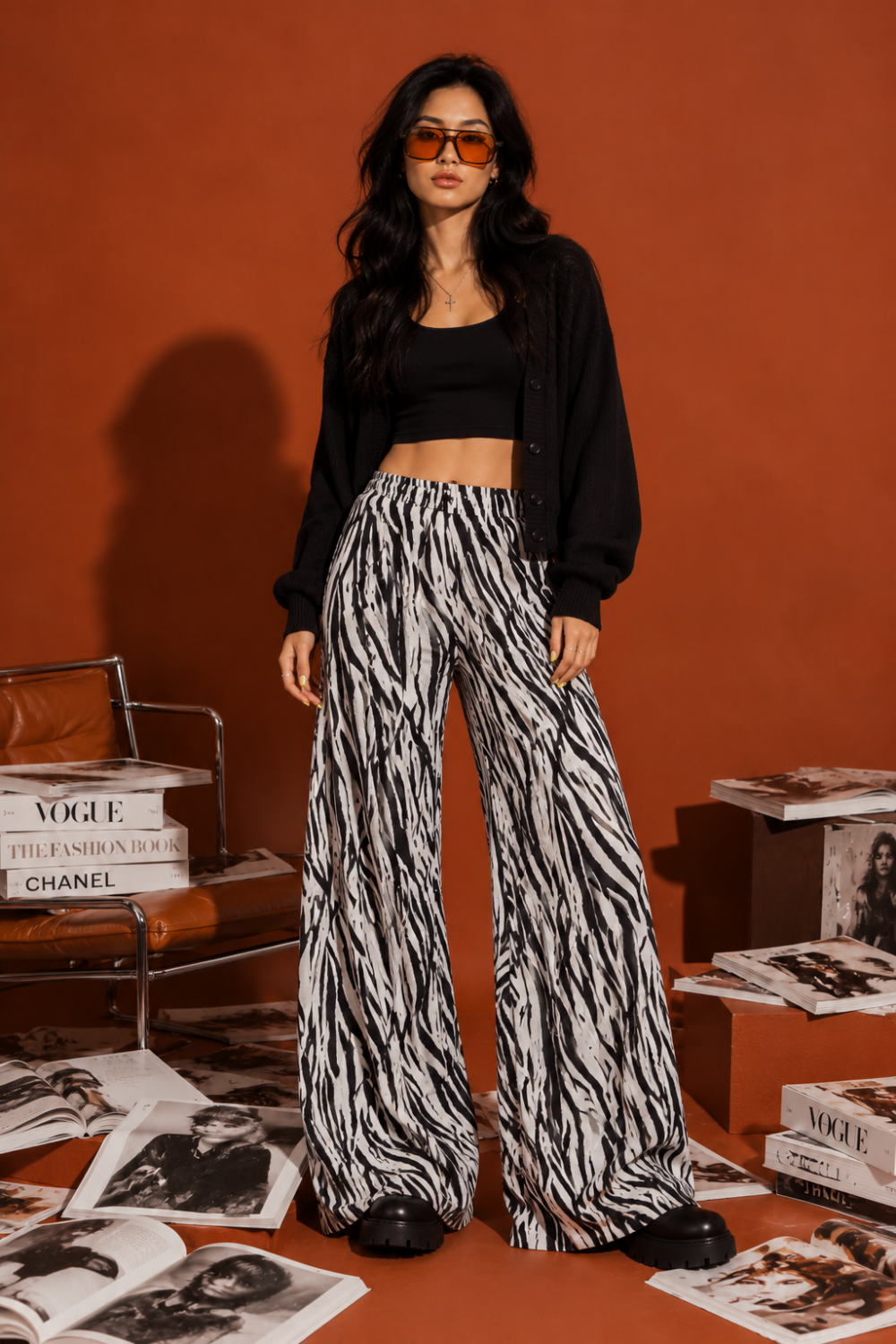 Wide Leg Zebra Pants