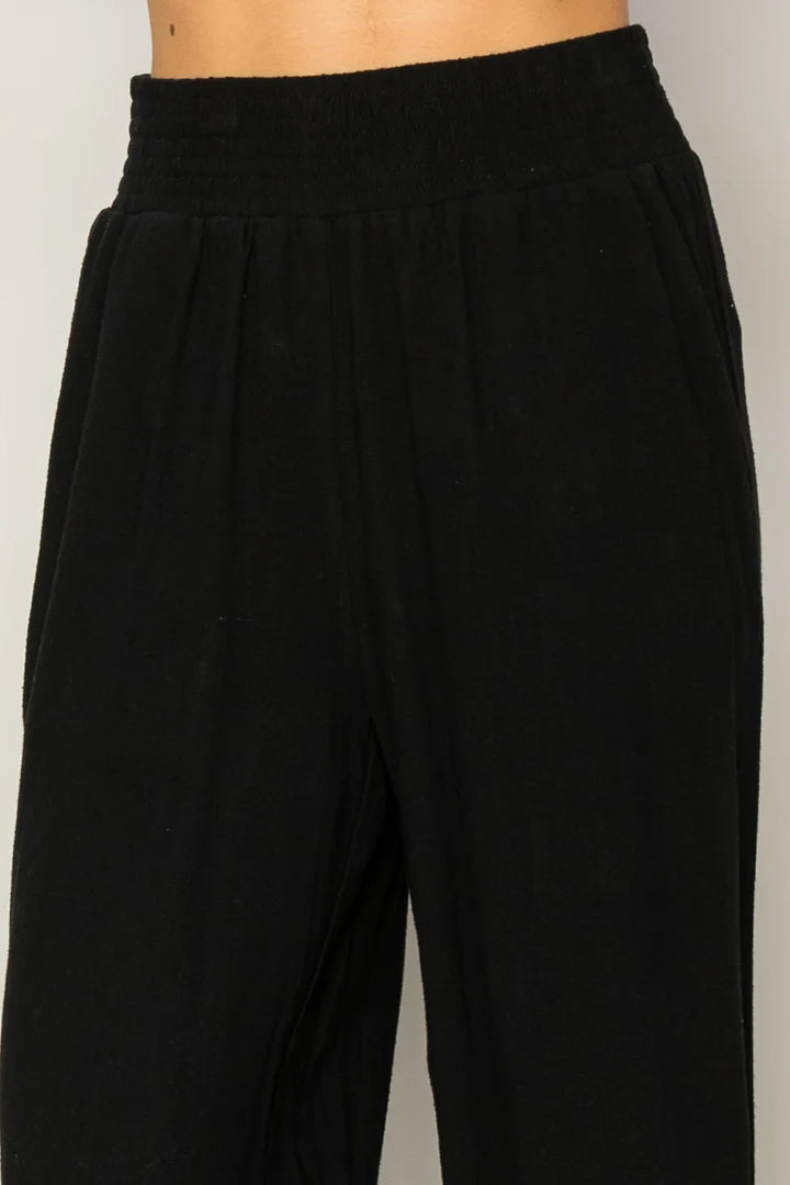 High Waist Wide Leg Linen Crop Pants