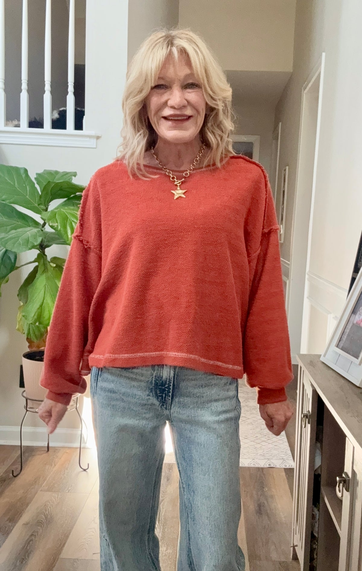 Reverse French Terry Long Sleeve Top