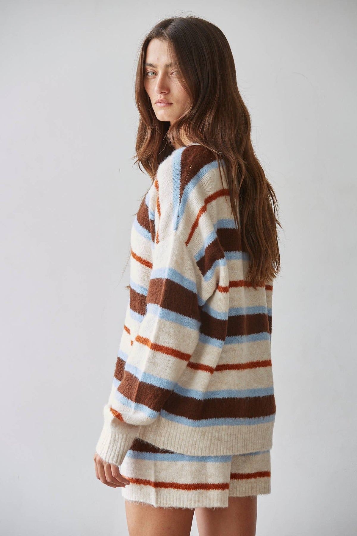Knit Sweater Multicolor Striped Buttondown Cardigan