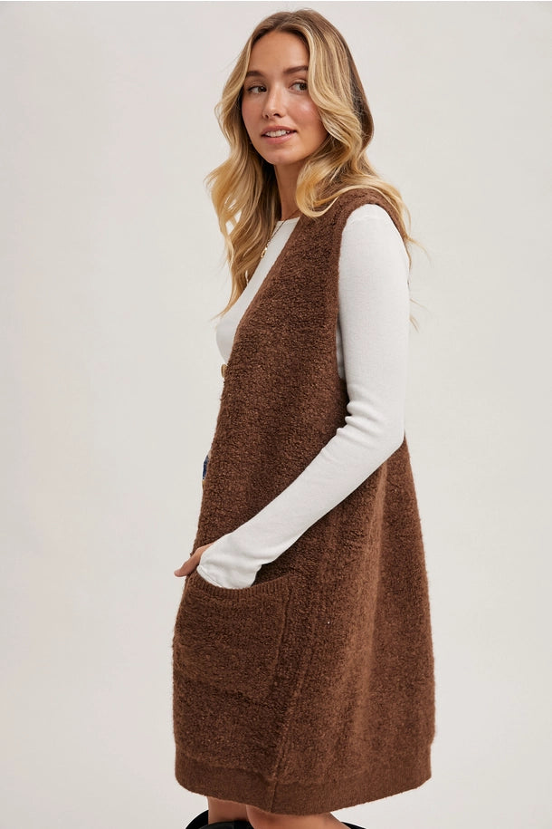Teddy Knit Vest in Brown