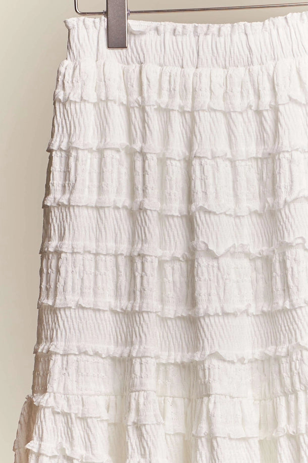 Maxi Ruffle Skirt in White