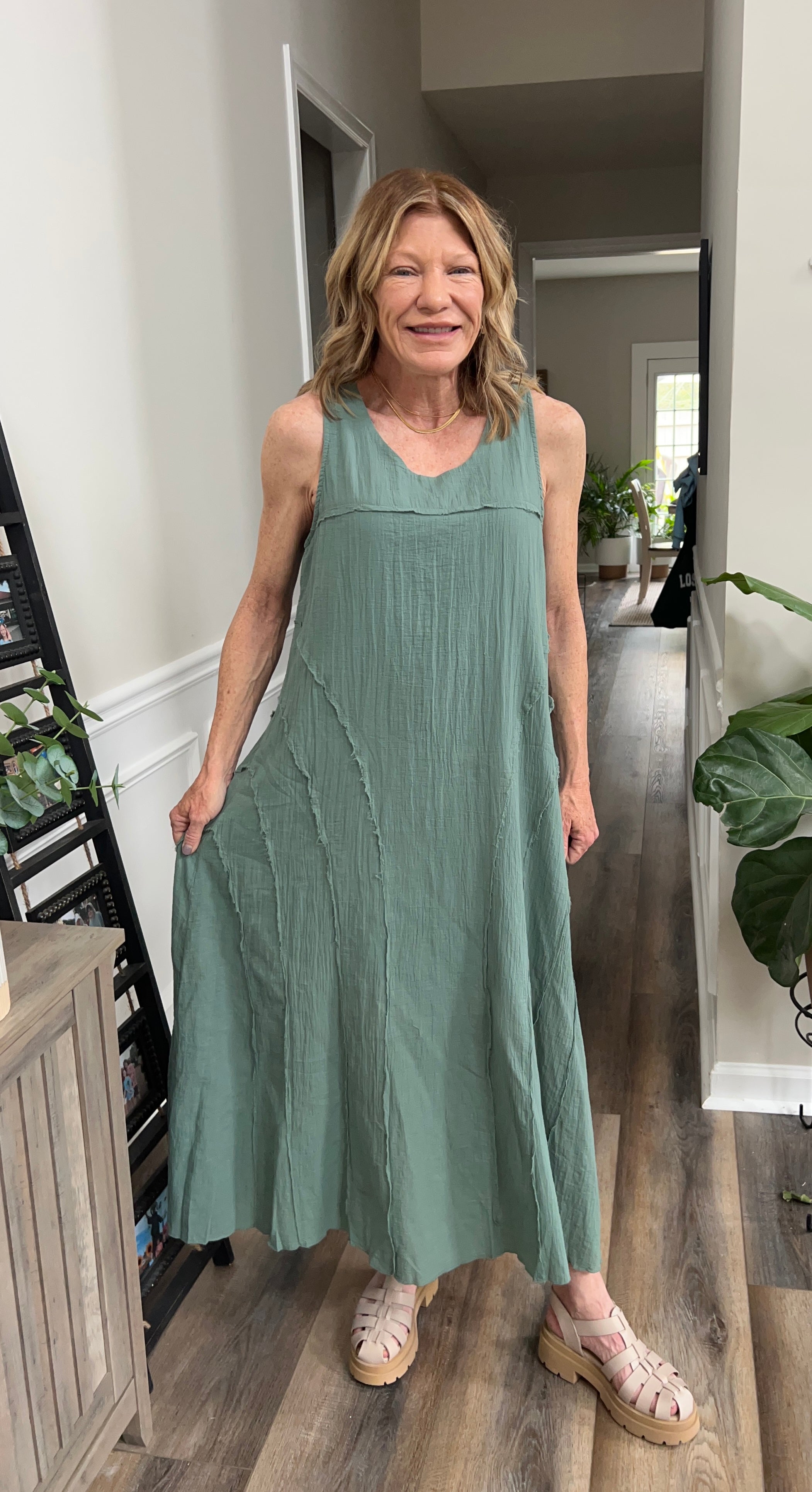 Tank Maxi Dress with cut edge design
