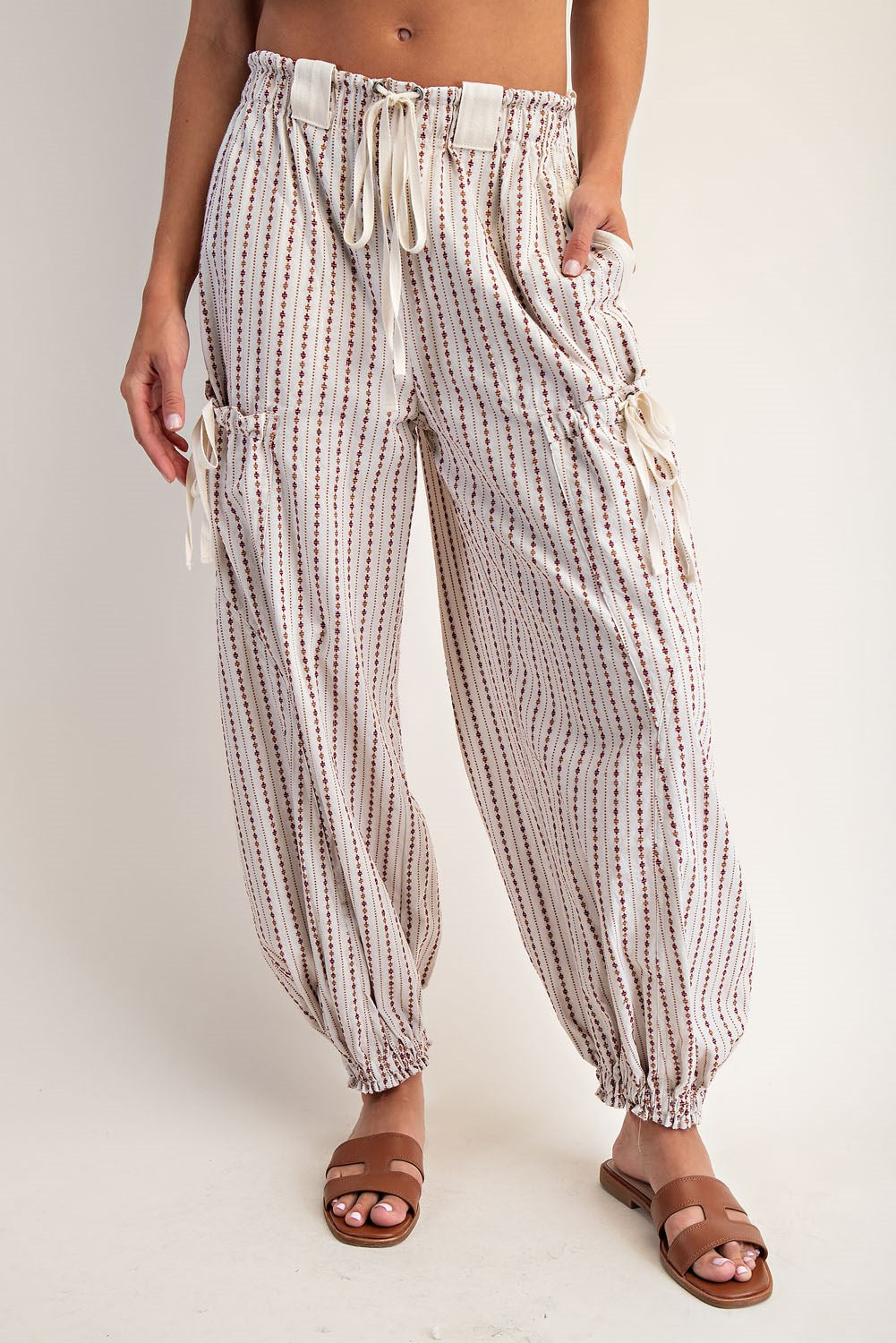 Soft Wash Diamond Print Joggers in Oatmeal