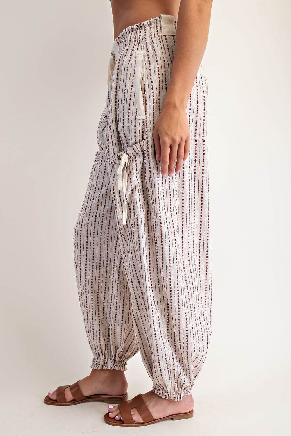 Soft Wash Diamond Print Joggers in Oatmeal