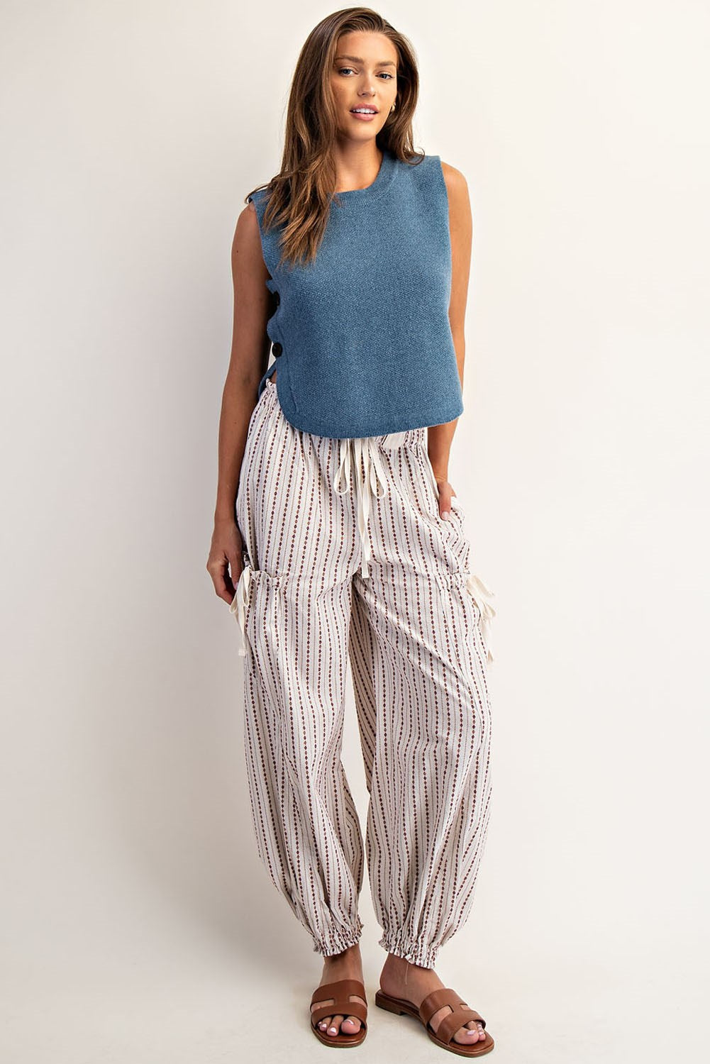 Soft Wash Diamond Print Joggers in Oatmeal
