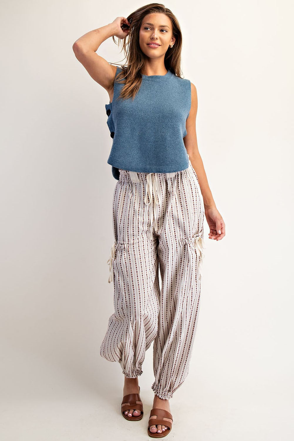 Soft Wash Diamond Print Joggers in Oatmeal