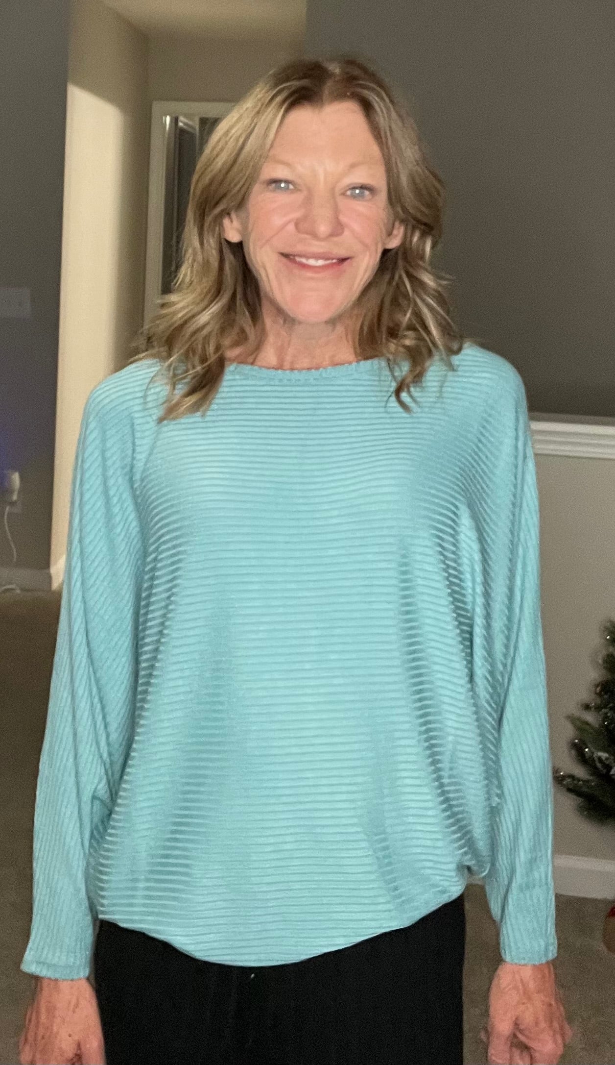 Ribbed Dolman Long Sleeve Top