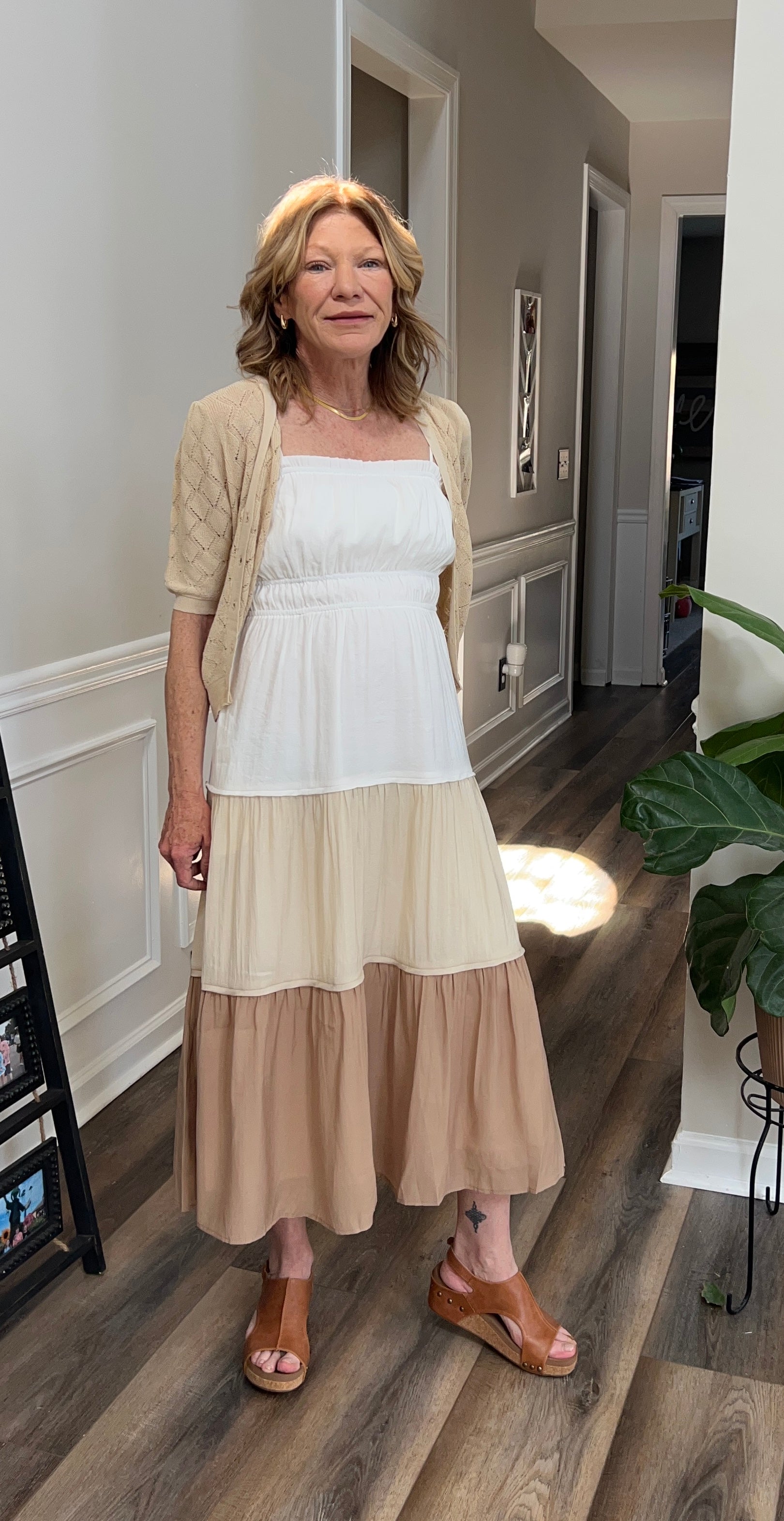 Mocha Colorblock Tiered Dress