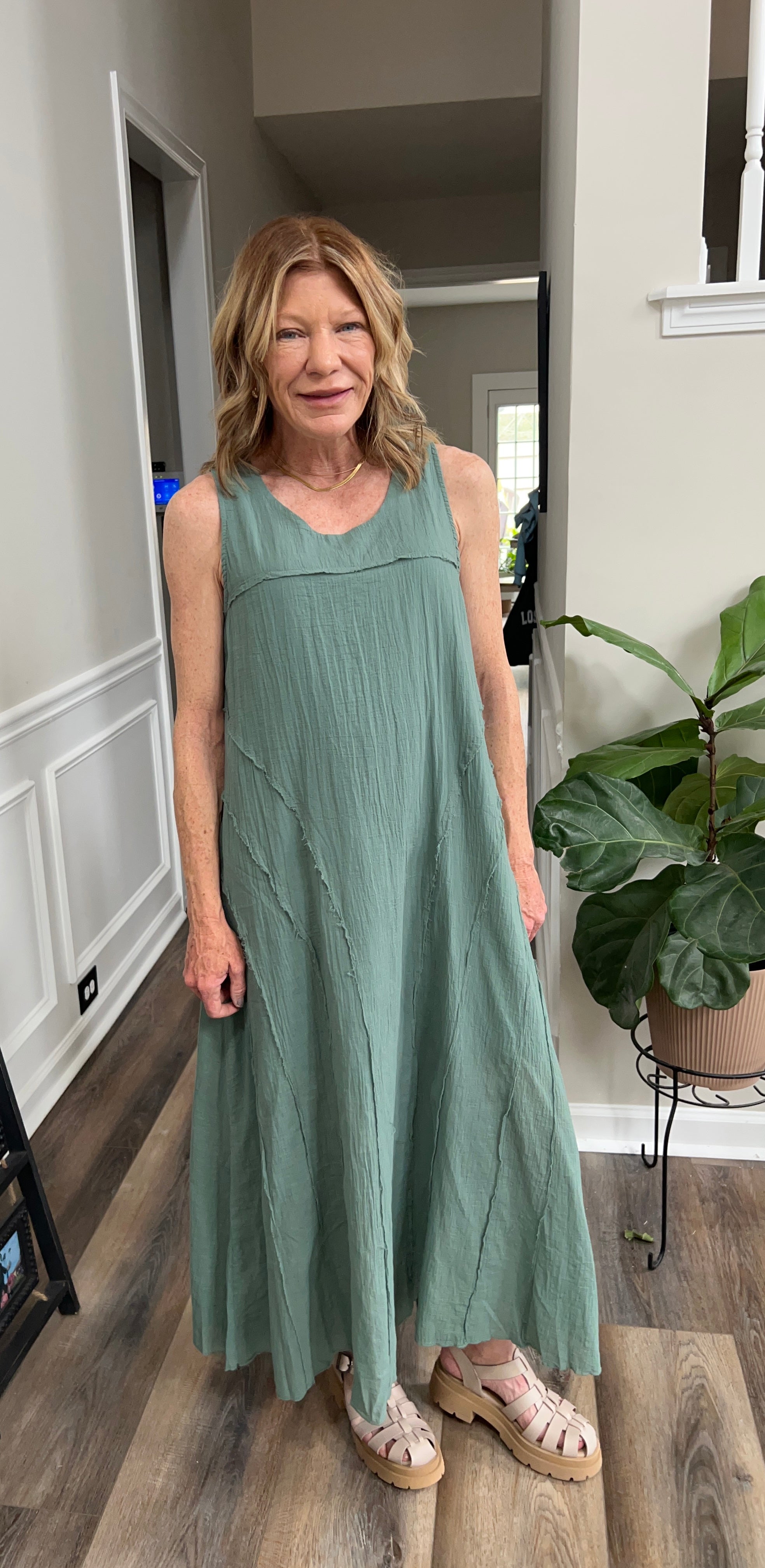 Tank Maxi Dress with cut edge design