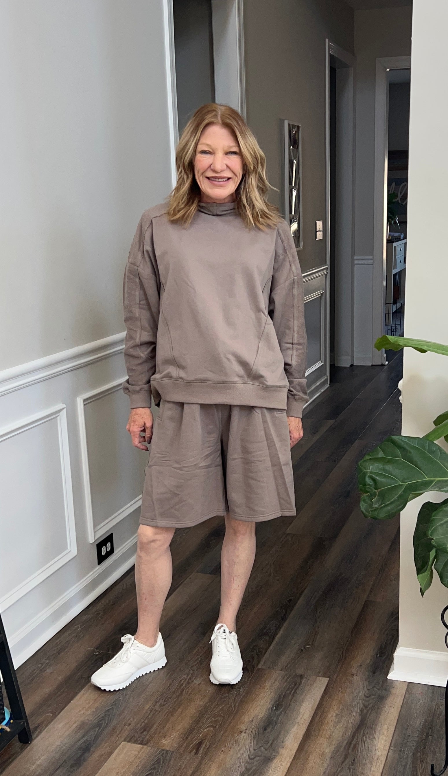 Inside out terry knit shorts in Ash Mocha