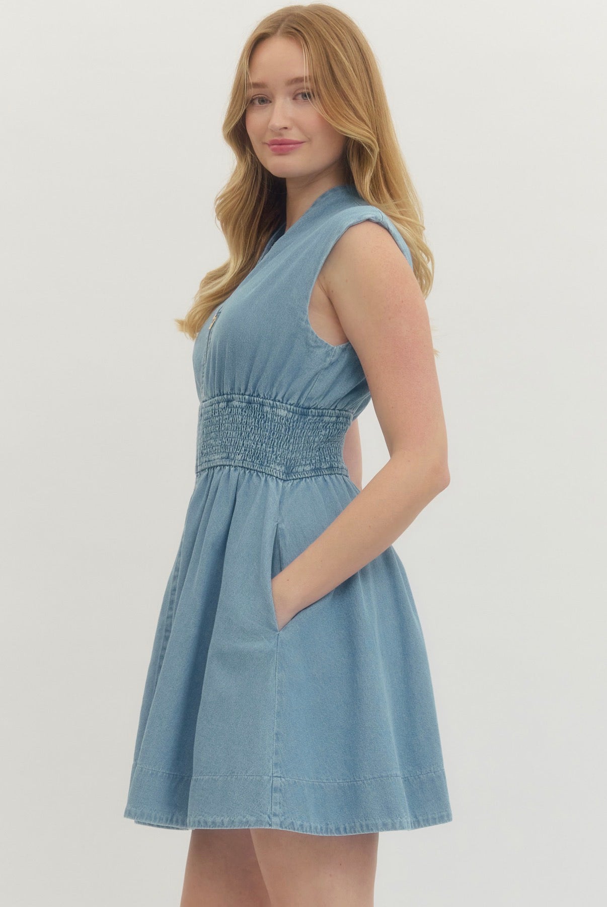 Denim Mini Dress in Light Wash