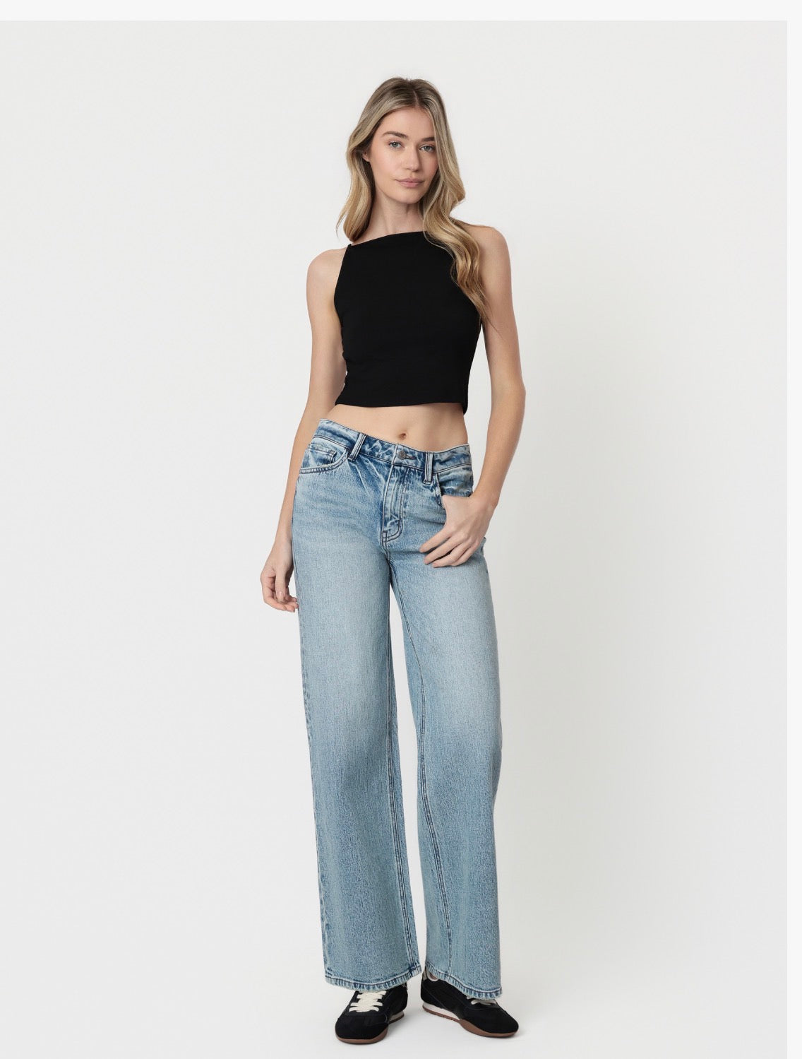 Vervet High Rise Tinted Washed Wide Leg Jeans