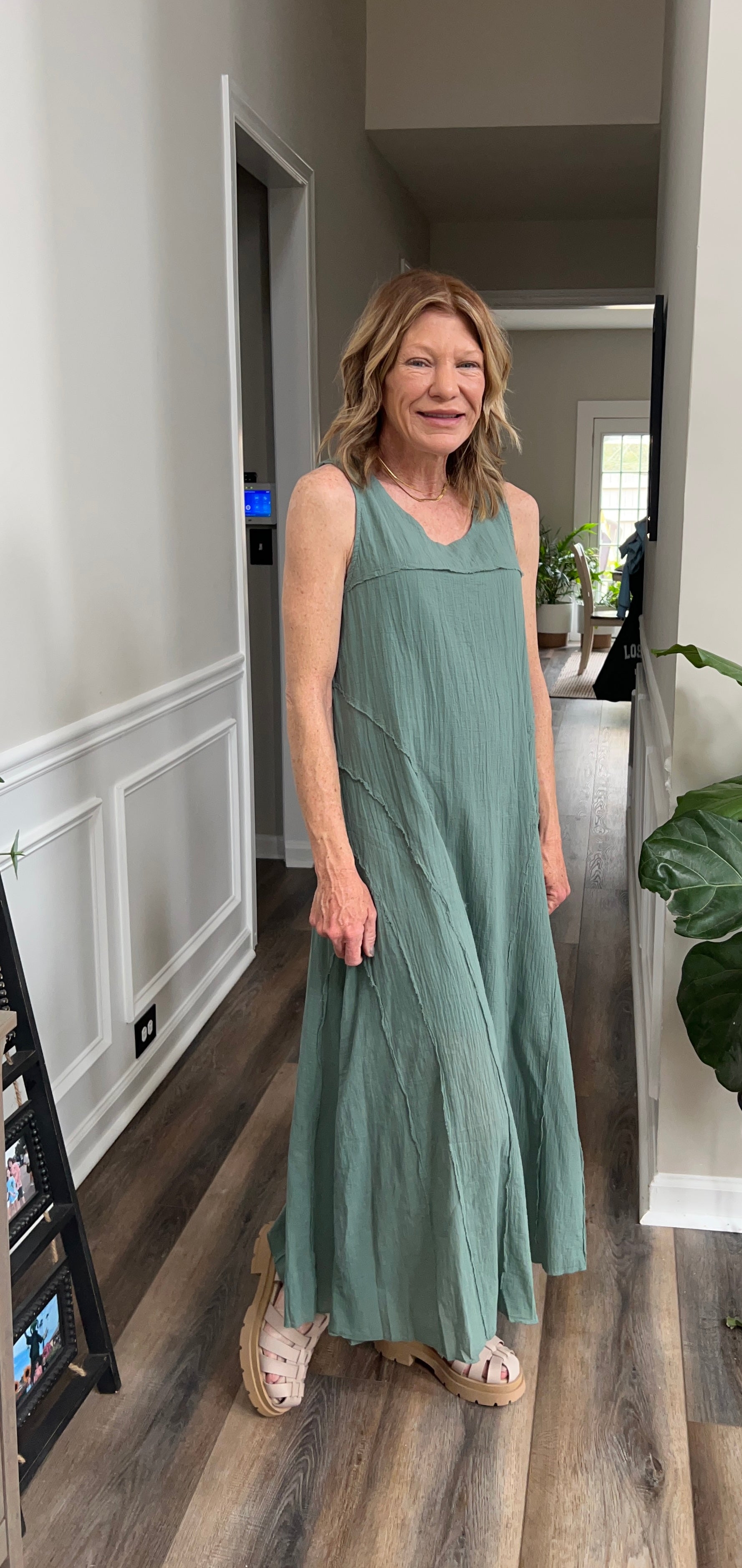 Tank Maxi Dress with cut edge design