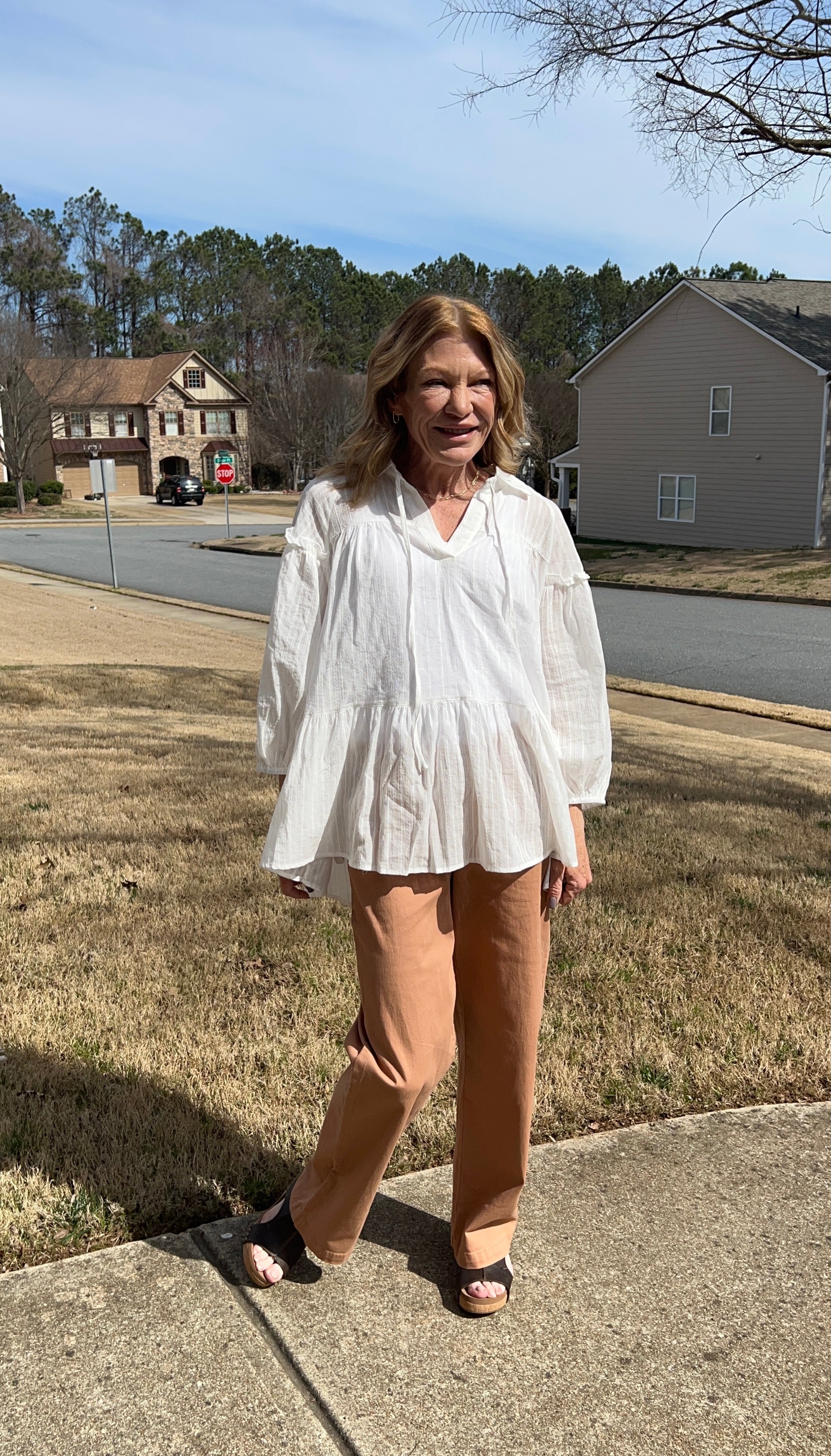 Tiered Textured top in white
