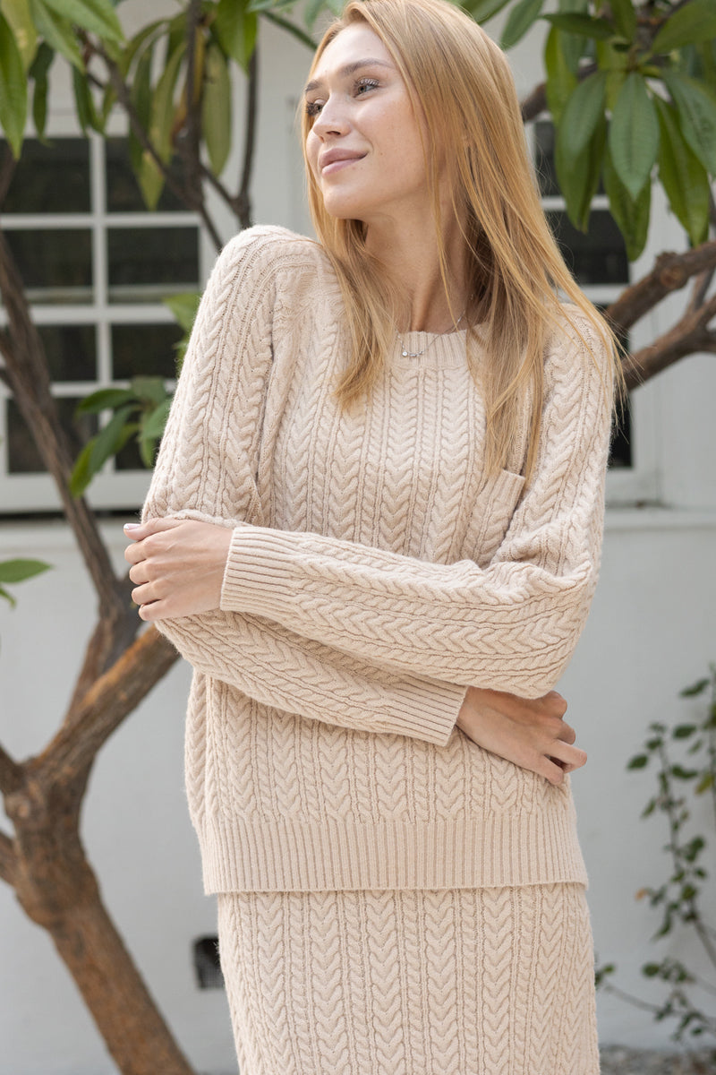 Cable knit skirt set