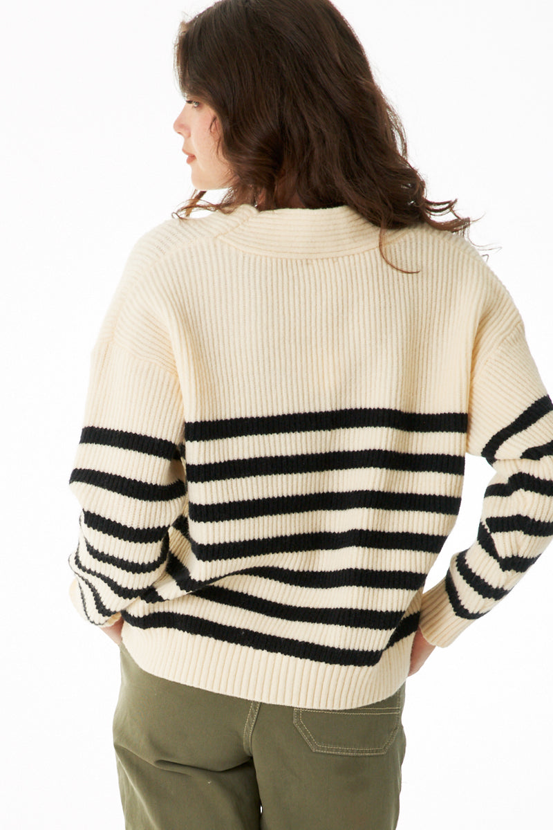 Striped Cardigan in Black/Cream