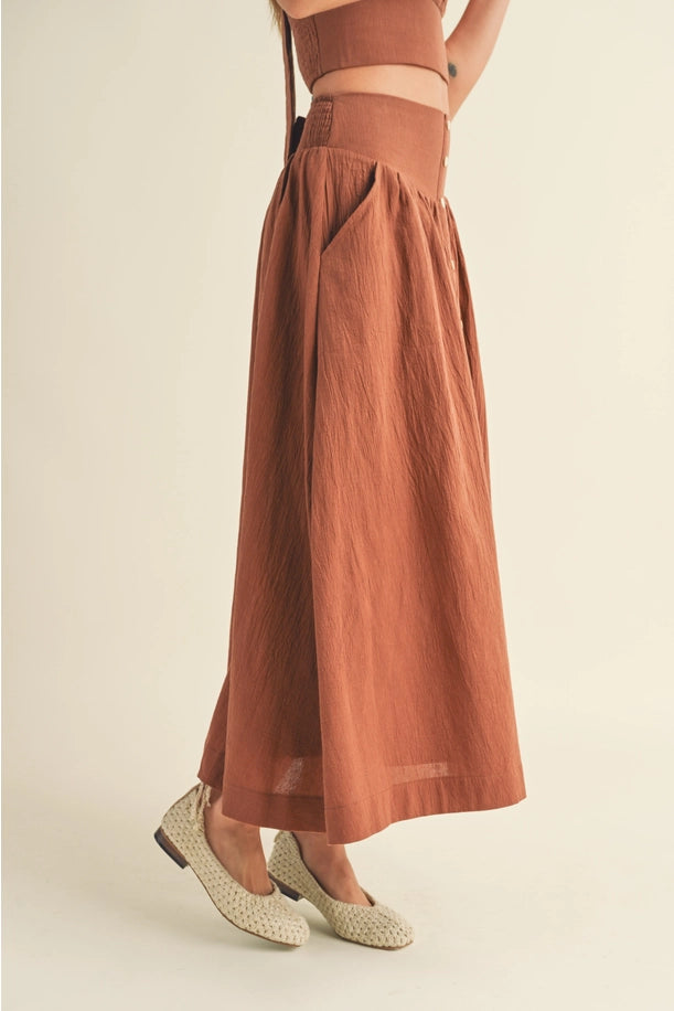 Button Down Maxi Skirt IN Toffee