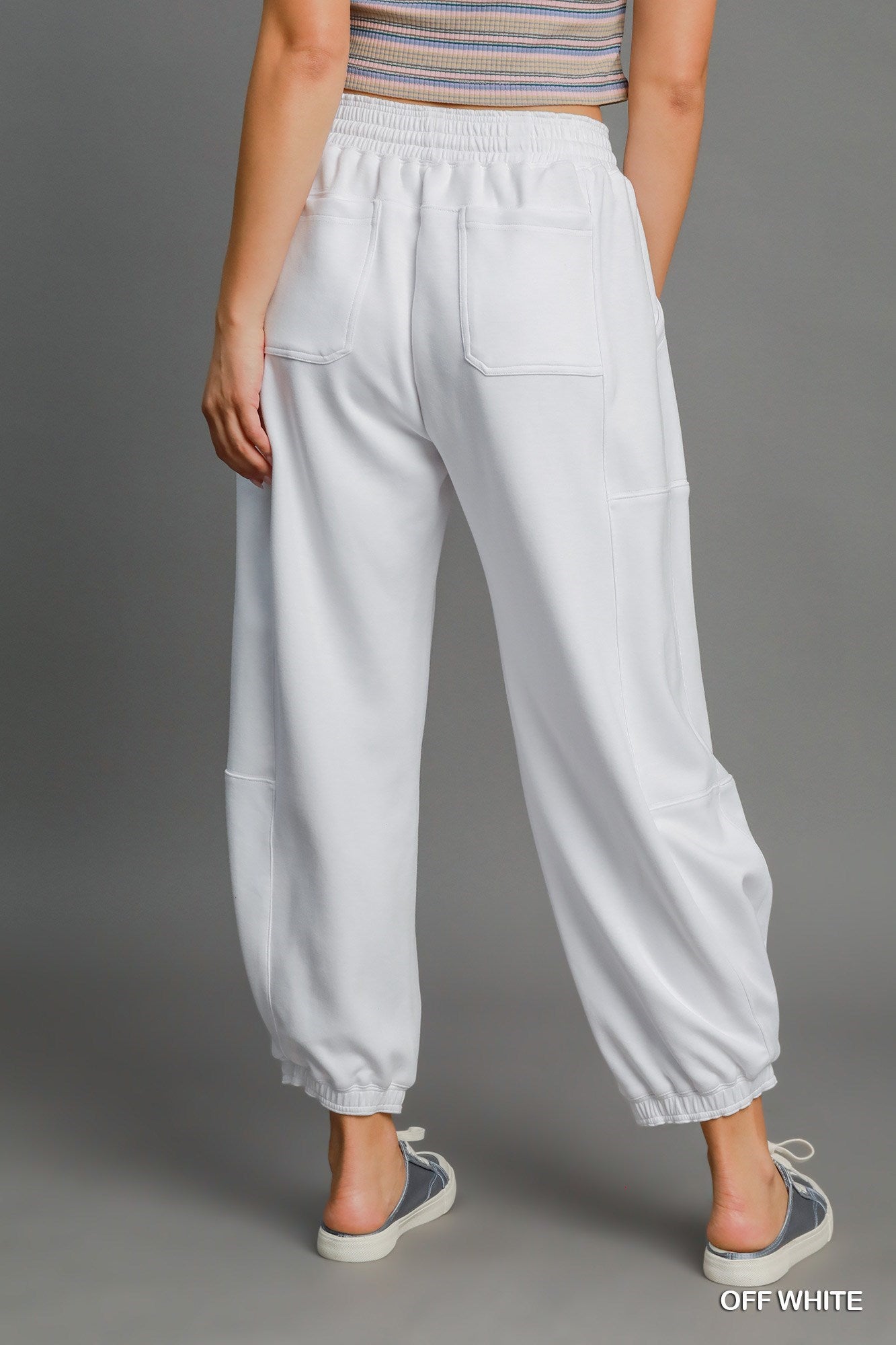 LUXEKNIT Barrel Joggers in Off White